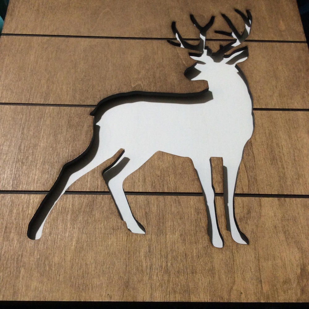 Wood cut out picture frame of buck/deer